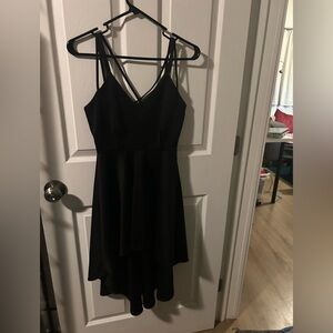 High Low Black Multi Strap Dress